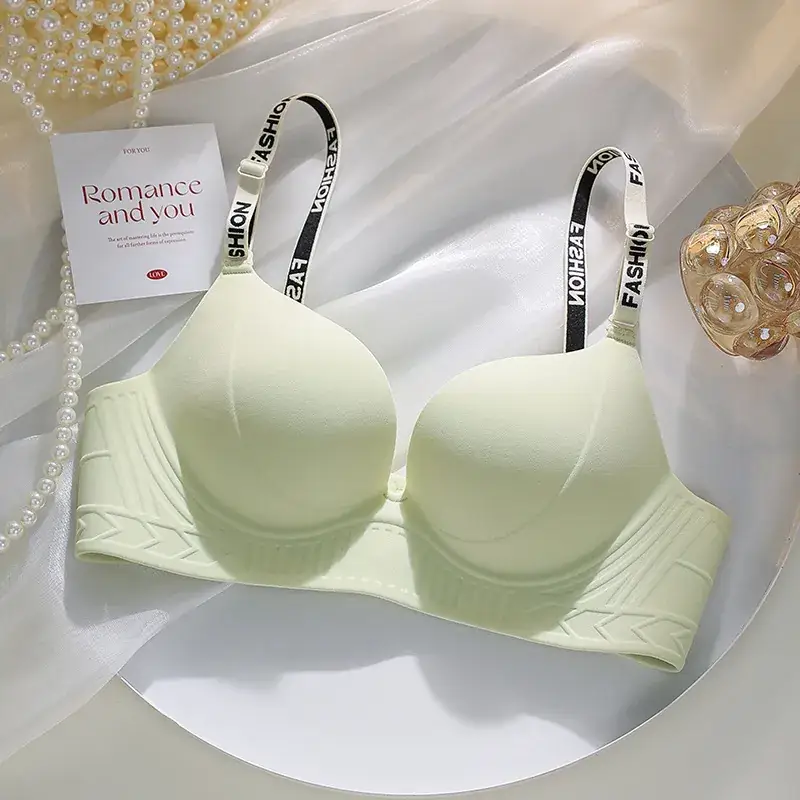 Pink Seamless Gathered Underwear Small Chest Not Empty Cup Anti-Gravity Lifting - Image 4