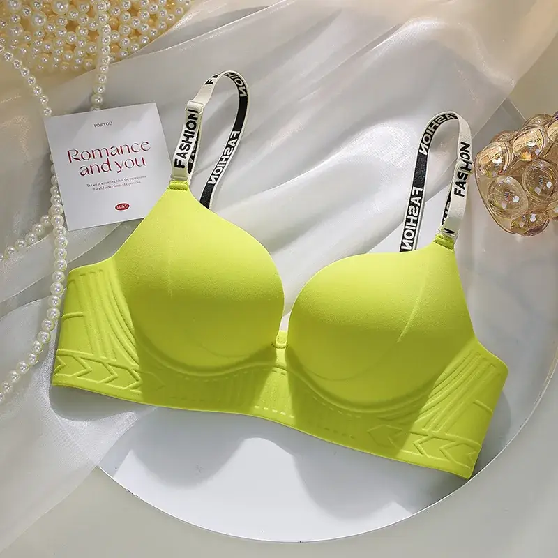 Pink Seamless Gathered Underwear Small Chest Not Empty Cup Anti-Gravity Lifting - Image 5