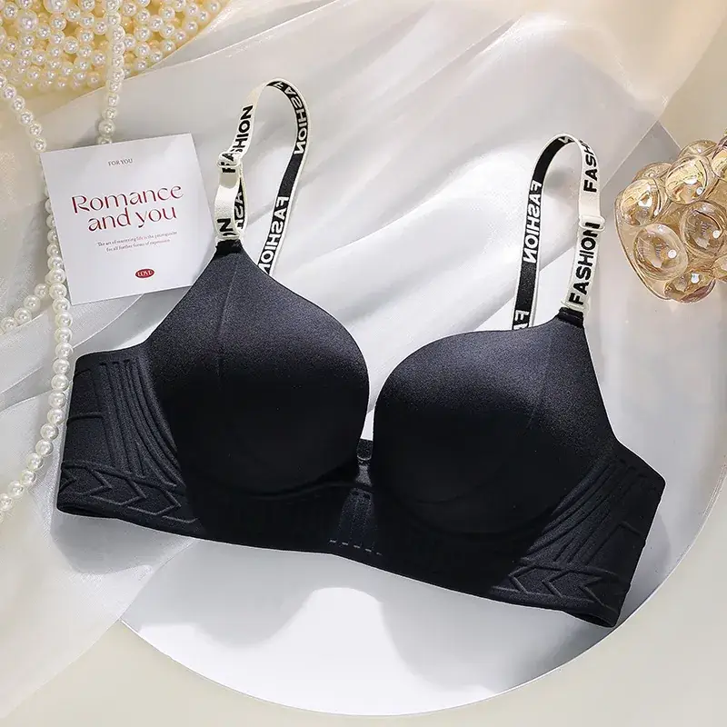 Pink Seamless Gathered Underwear Small Chest Not Empty Cup Anti-Gravity Lifting - Image 6