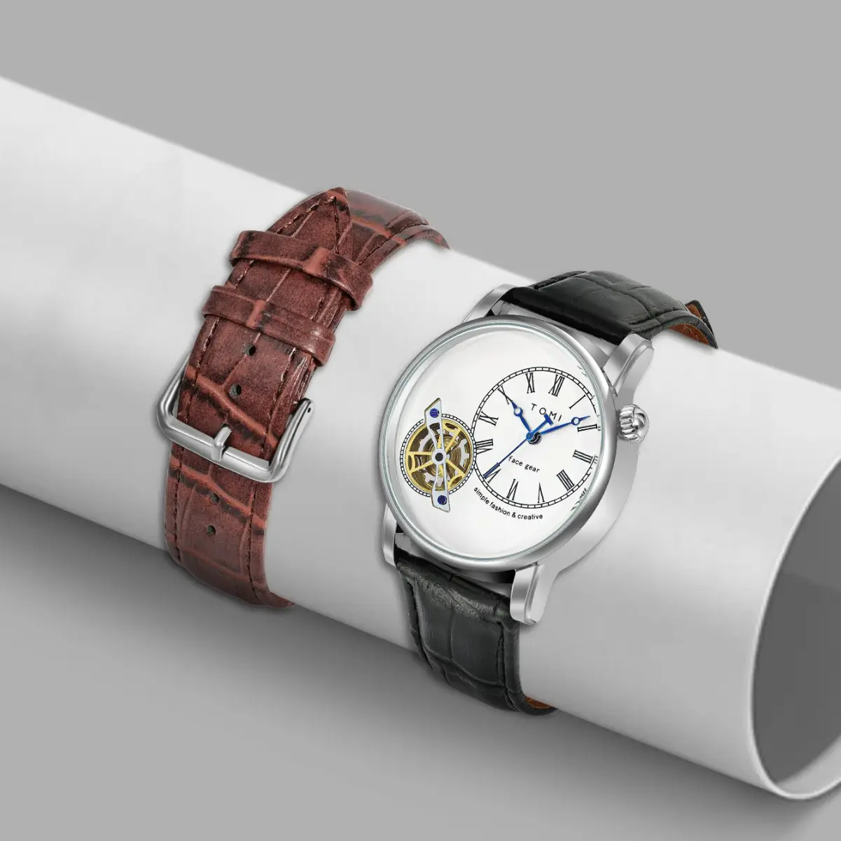 Men's European-style Quartz Watch with Hollow Glass Display - Image 7