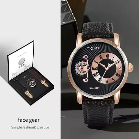 Men's European-style Quartz Watch with Hollow Glass Display - Image 8