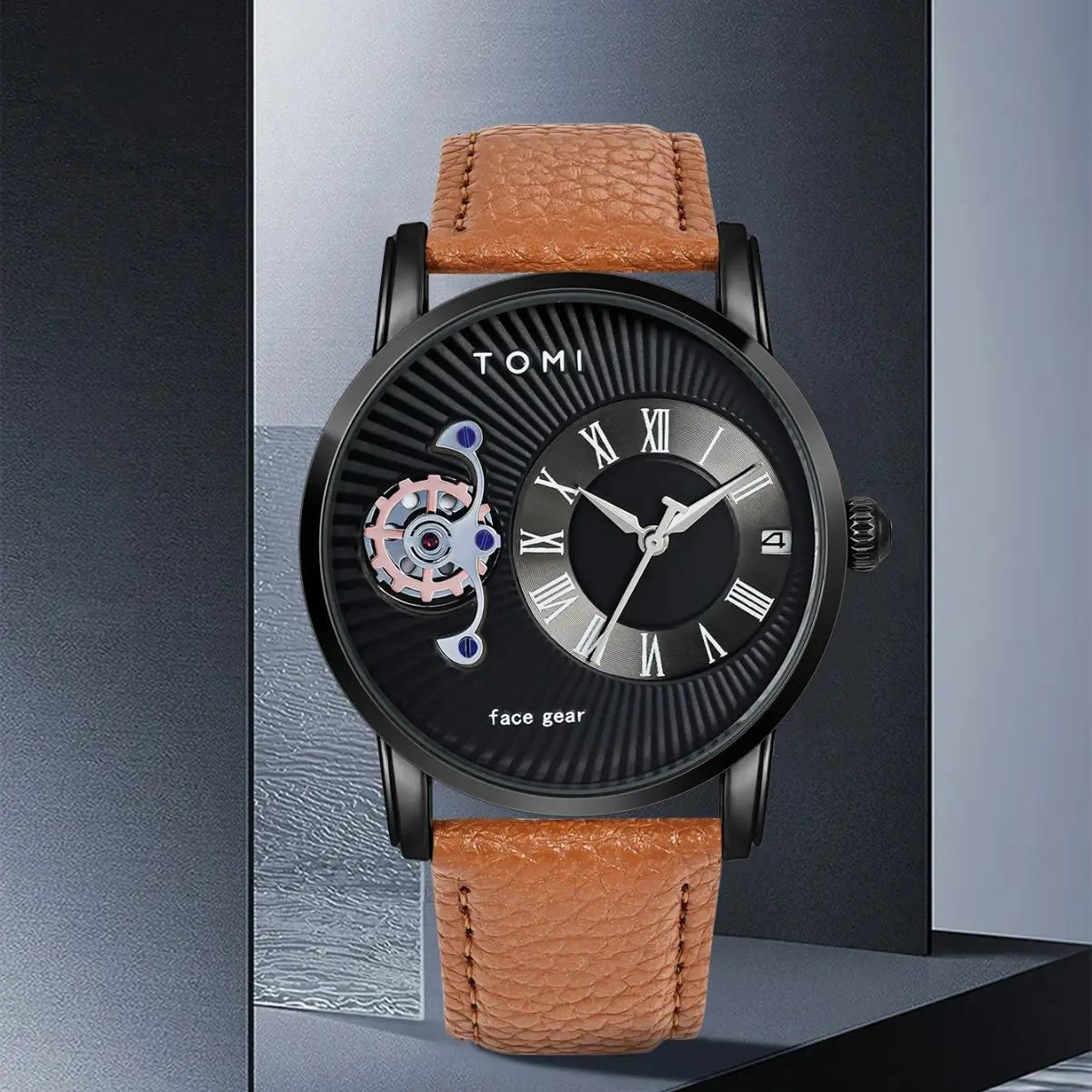 Men's European-style Quartz Watch with Hollow Glass Display - Image 9