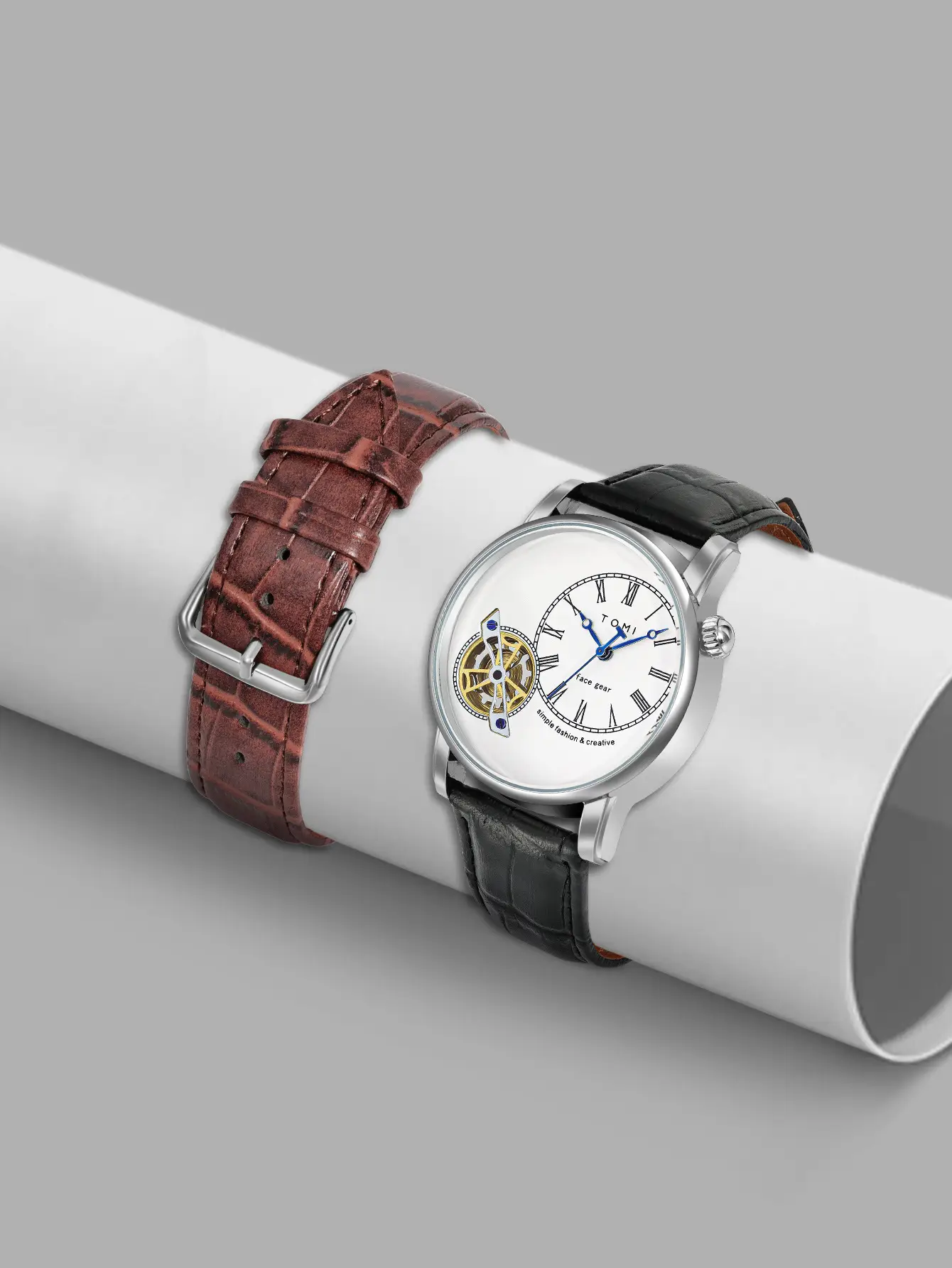 Men's European-style Quartz Watch with Hollow Glass Display — feature 4