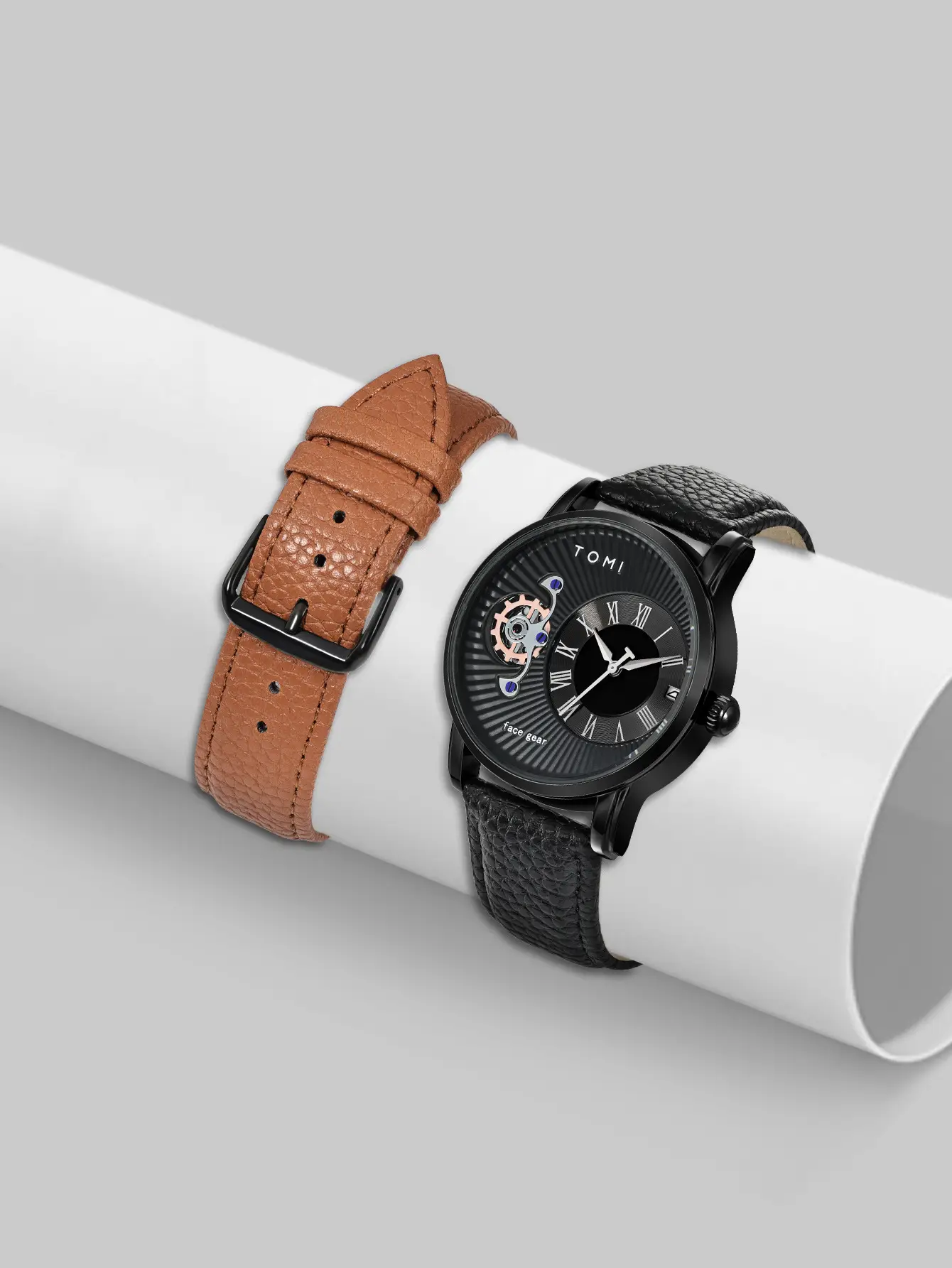 Men's European-style Quartz Watch with Hollow Glass Display — feature 6