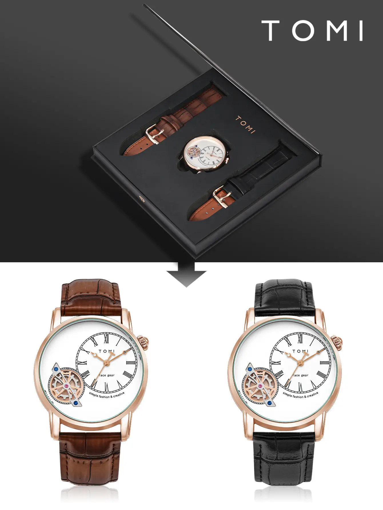 Men's European-style Quartz Watch with Hollow Glass Display - Image 2