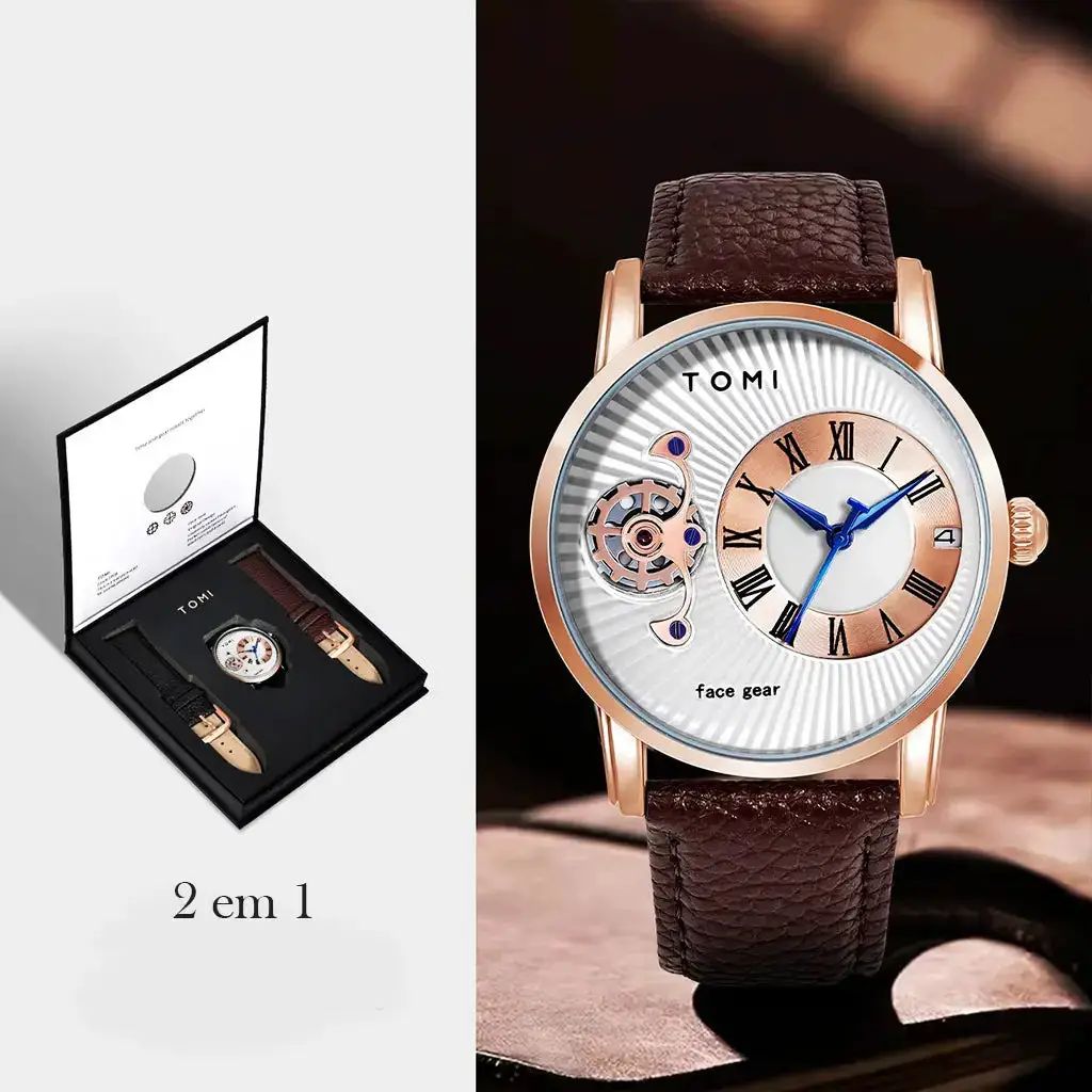 Men's European-style Quartz Watch with Hollow Glass Display - Image 5
