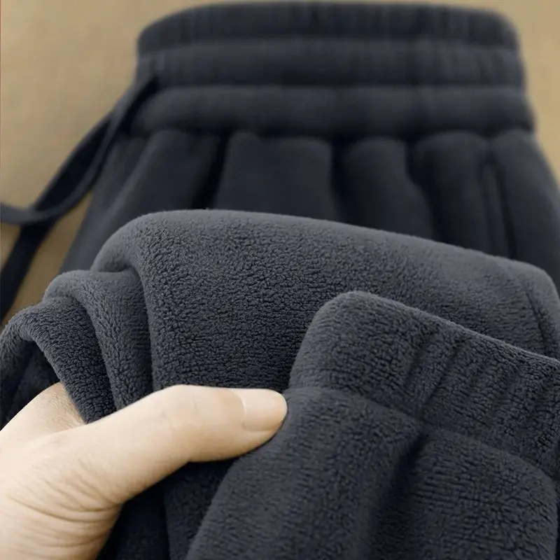 Winter Fleece Pants Men Double Sided Thickened Brown — feature 13