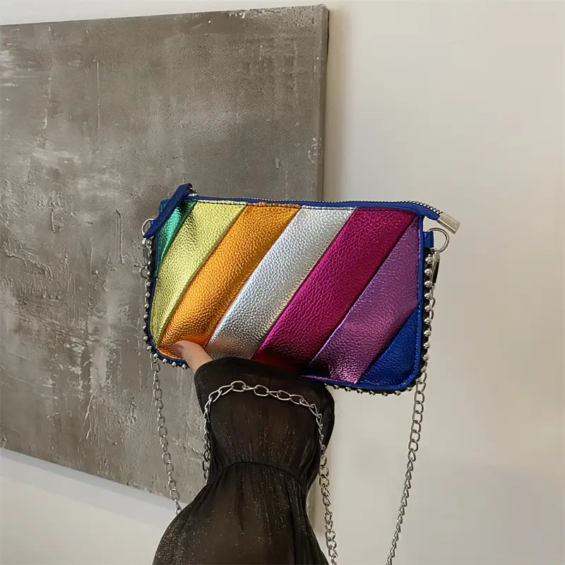 Rainbow Stripe Crossbody Bag for Women - Image 2