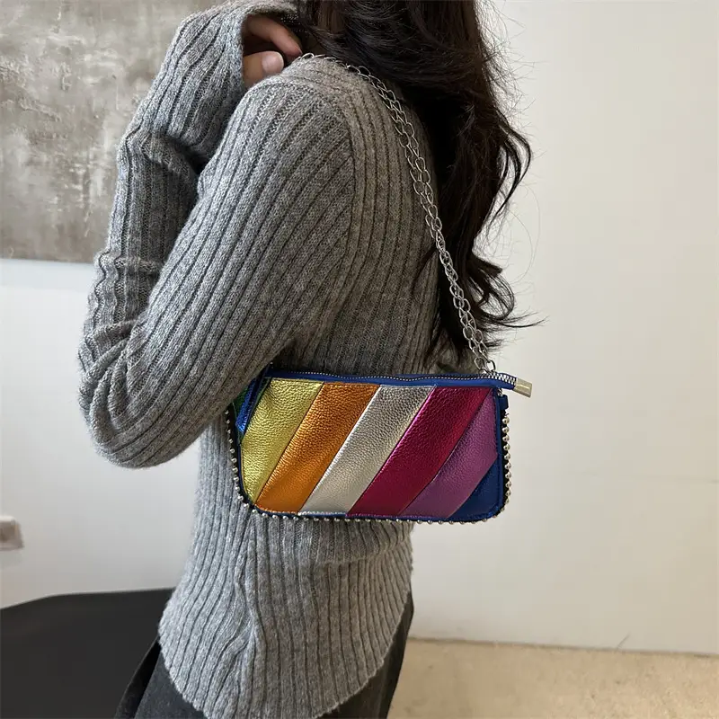 Rainbow Stripe Crossbody Bag for Women - Image 4
