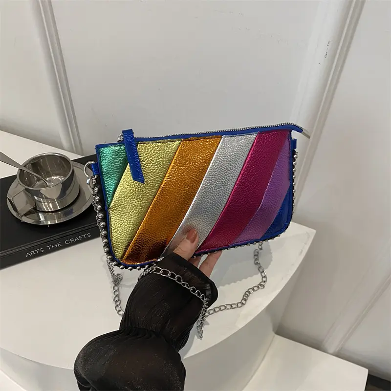 Rainbow Stripe Crossbody Bag for Women - Image 5