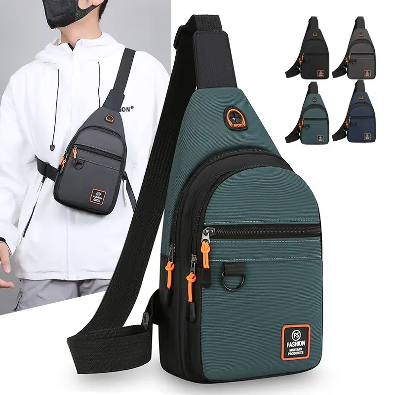 Men's Green Oxford Crossbody Bag with Adjustable Strap - Image 6