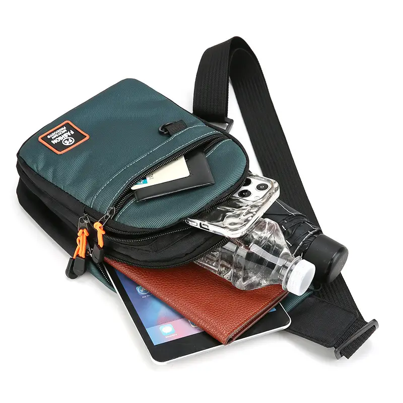 Men's Green Oxford Crossbody Bag with Adjustable Strap - Image 7