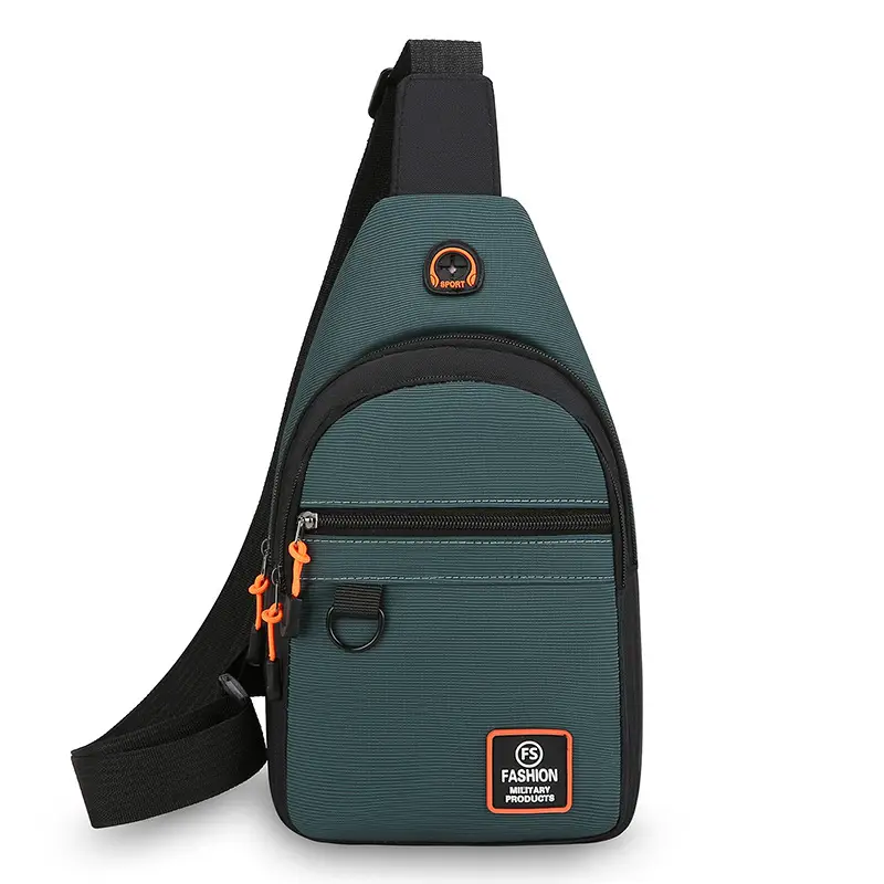 Men's Green Oxford Crossbody Bag with Adjustable Strap - Image 9
