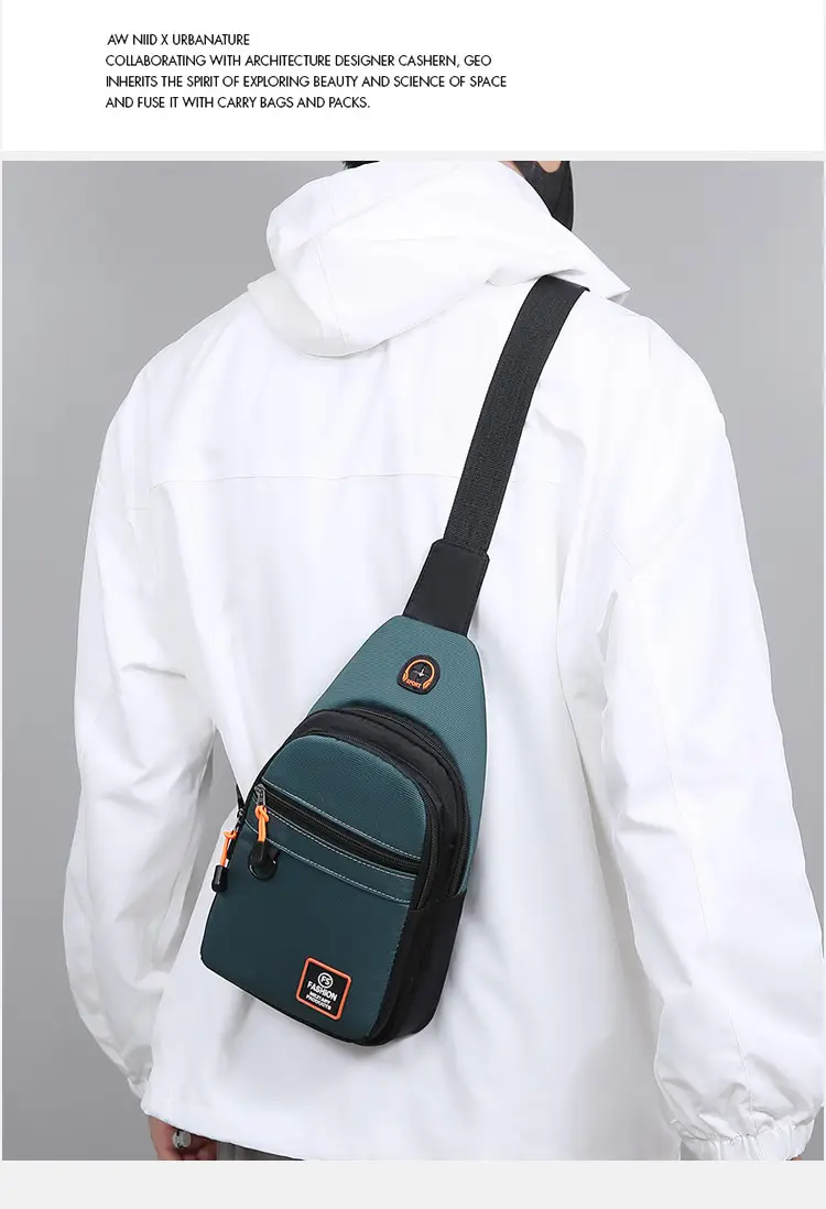Men's Green Oxford Crossbody Bag with Adjustable Strap — feature 14