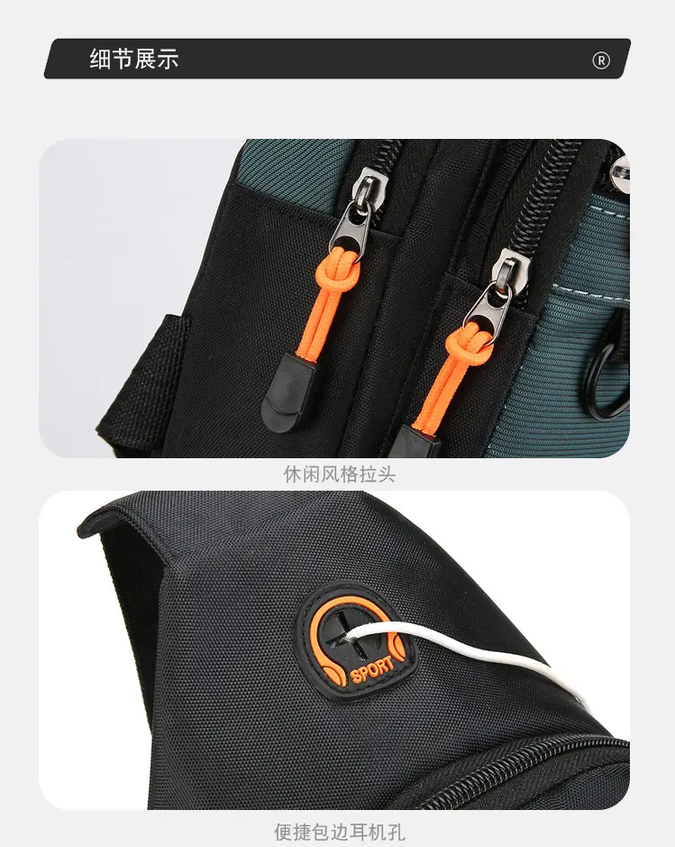 Men's Green Oxford Crossbody Bag with Adjustable Strap — feature 32