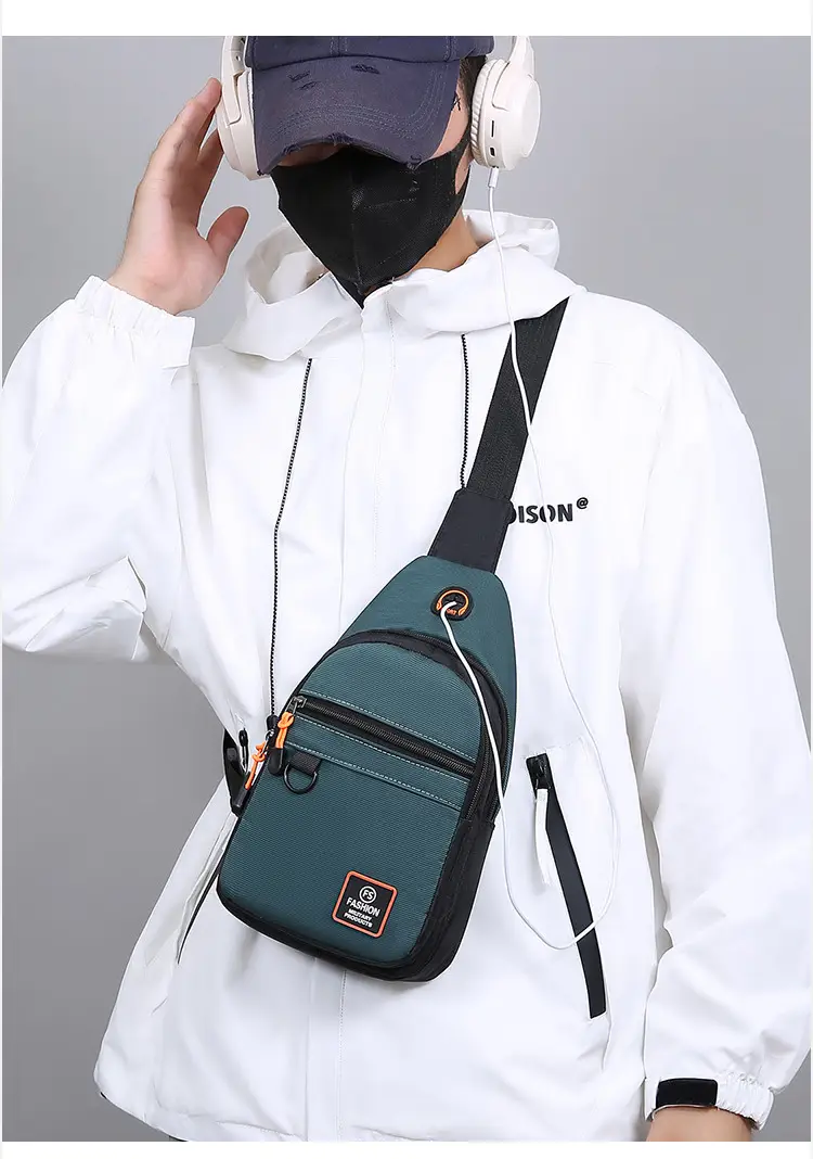 Men's Korean Style Crossbody Bag Teal Black — feature 11