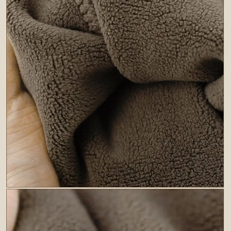Men's Fleece Lined Fall Winter Pants Brown Thick Loose All Match - Image 8