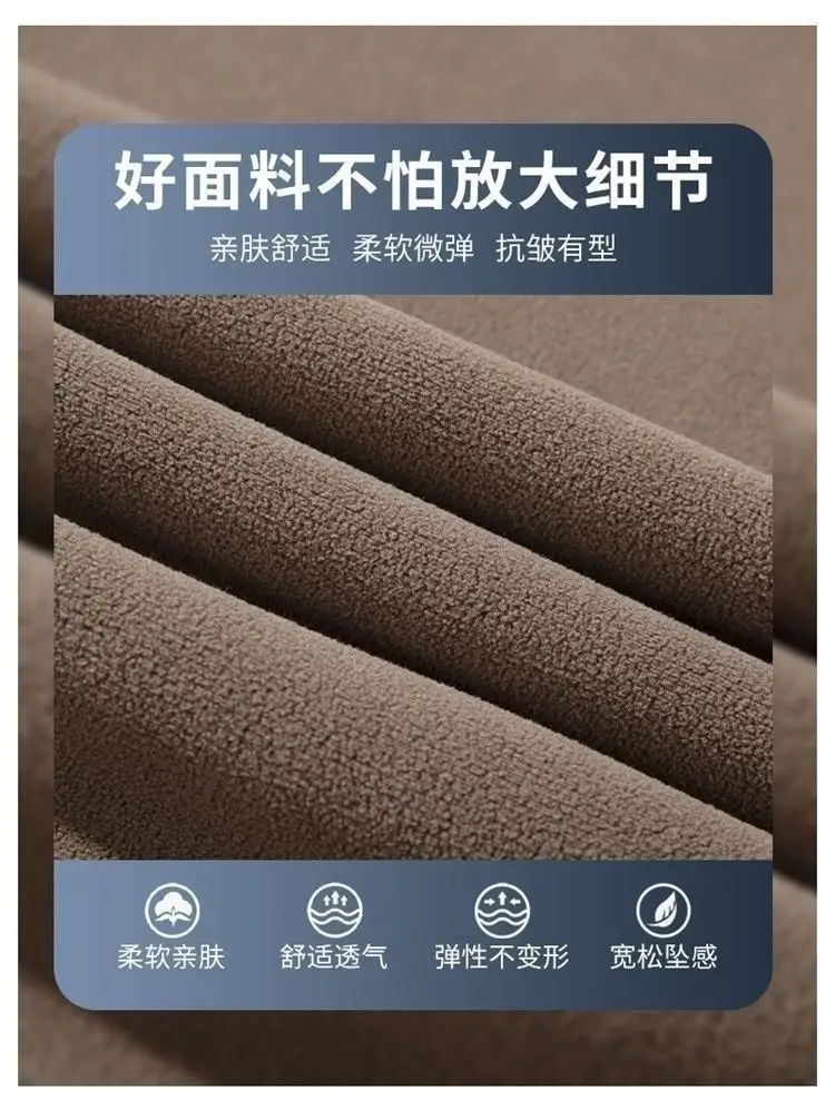 Men's Fleece Lined Fall Winter Pants Brown Thick Loose All Match — feature 8