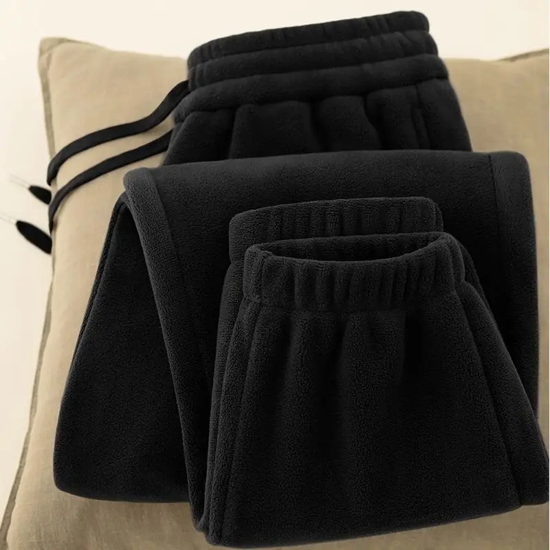 Men's Fleece Lined Fall Winter Pants Brown Thick Loose All Match - Image 2