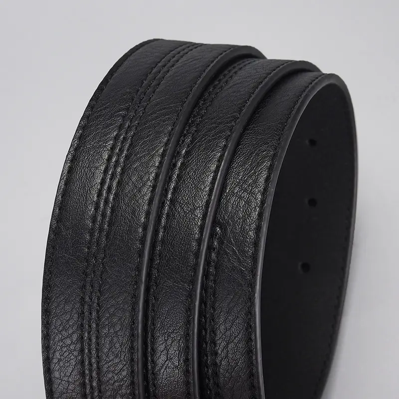 Men's Navy Leather Belt with Silver Buckle