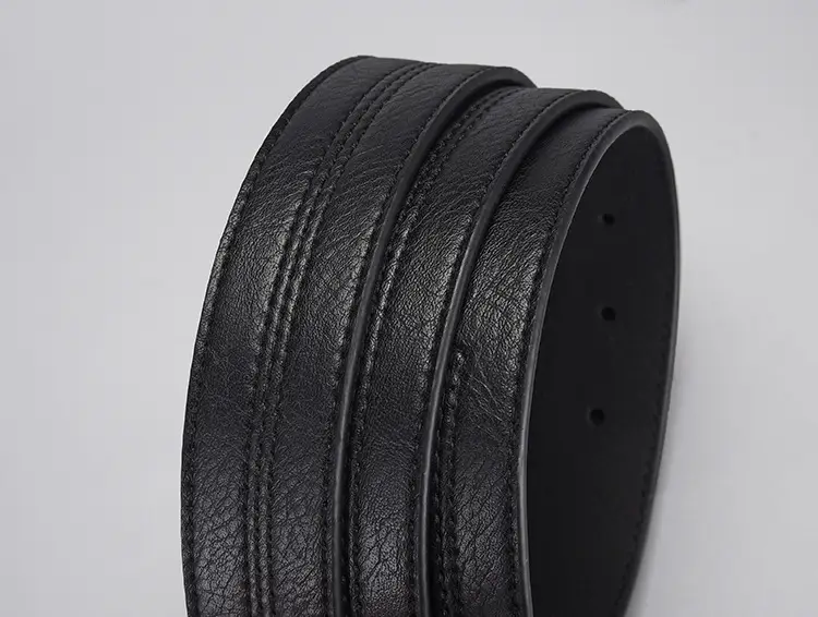 Men's Navy Leather Belt with Silver Buckle — feature 12