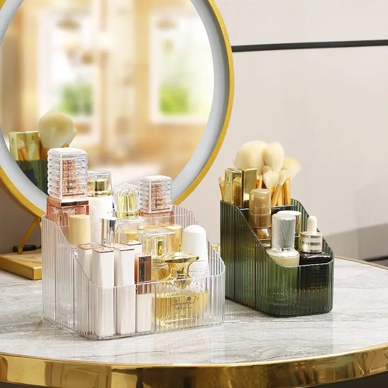 Transparent Cosmetic Storage Rack with 3 Compartment Design