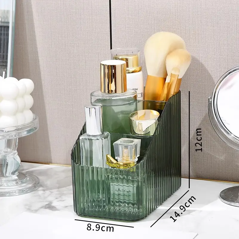 Transparent Cosmetic Storage Rack with 3 Compartment Design