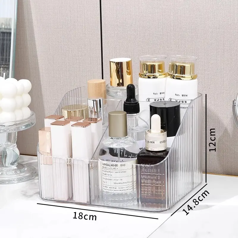 Transparent Cosmetic Storage Rack with 3 Compartment Design