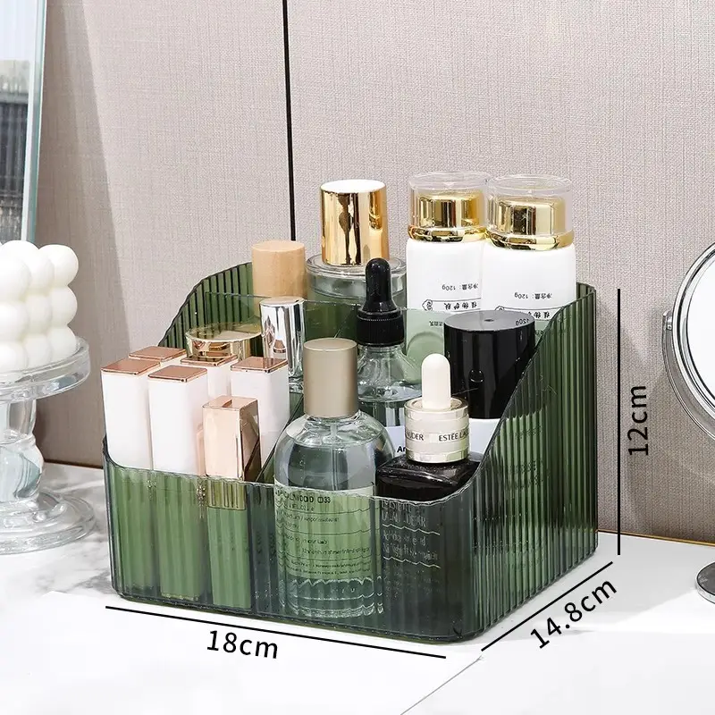 Transparent Cosmetic Storage Rack with 3 Compartment Design
