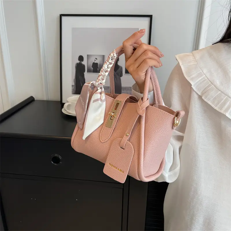Pink Vintage Silk Handbag with Chain Strap
