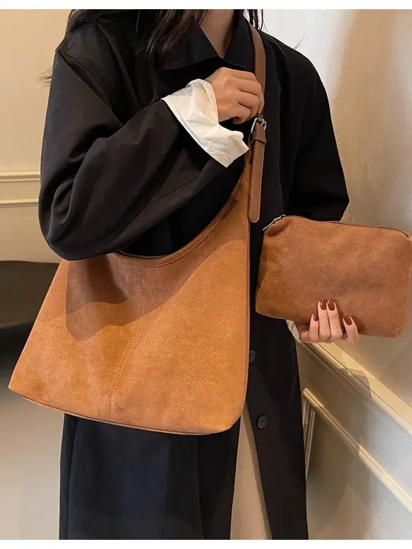Autumn Suede Bucket Bag Large Capacity Single Shoulder - Image 5