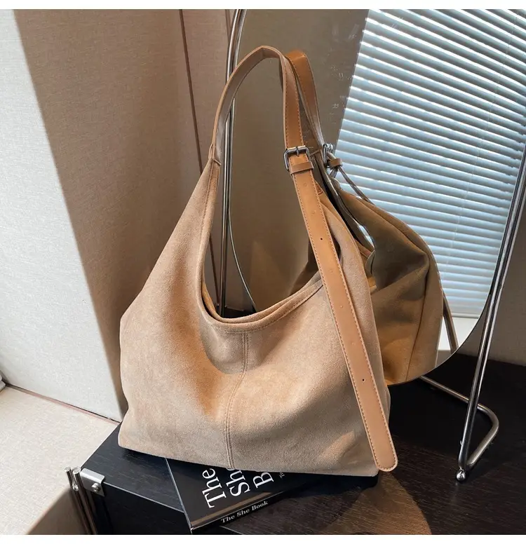 Autumn Suede Bucket Bag Large Capacity Single Shoulder — feature 18