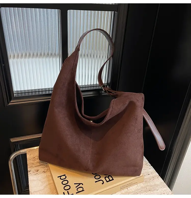 Autumn Suede Bucket Bag Large Capacity Single Shoulder — feature 22