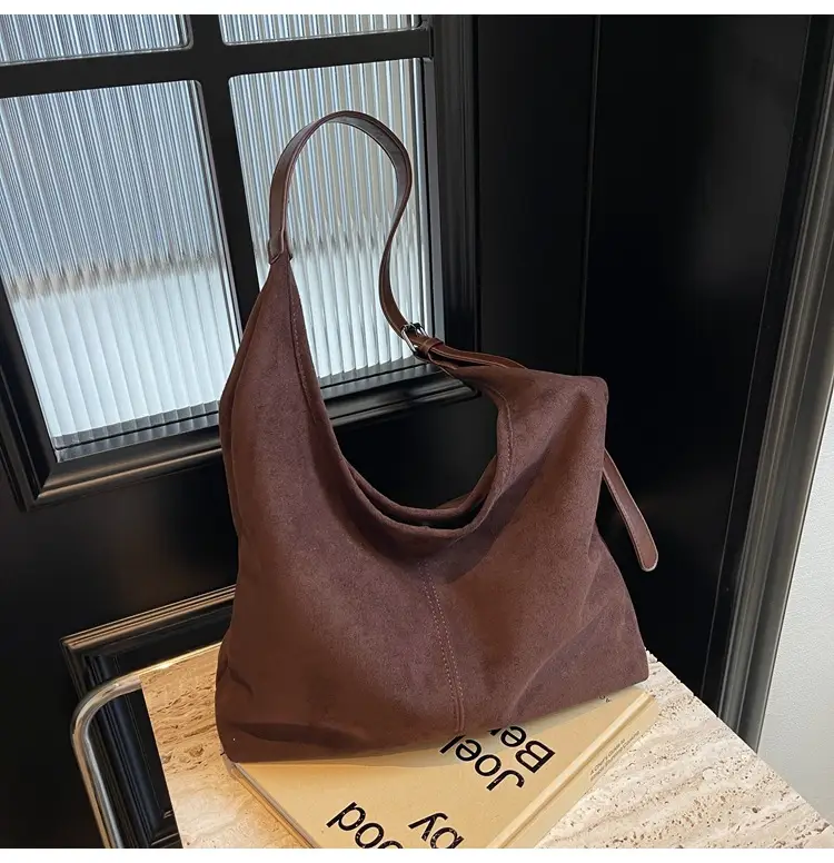 Autumn Suede Bucket Bag Large Capacity Single Shoulder — feature 23