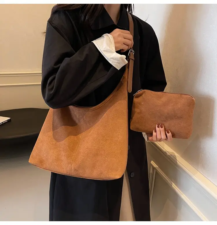 Autumn Suede Bucket Bag Large Capacity Single Shoulder — feature 30