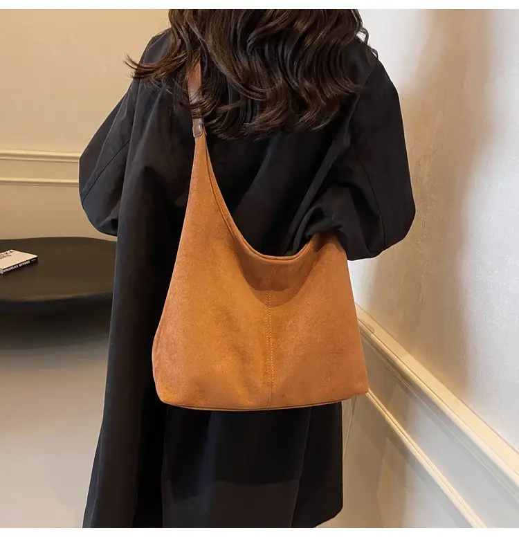Autumn Suede Bucket Bag Large Capacity Single Shoulder — feature 31