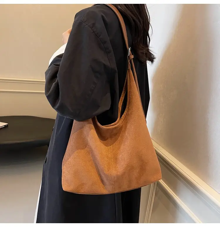 Autumn Suede Bucket Bag Large Capacity Single Shoulder — feature 32
