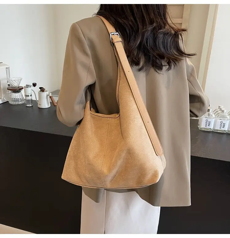 Autumn Suede Bucket Bag Large Capacity Single Shoulder — feature 34