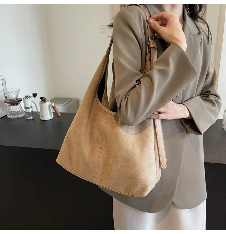 Autumn Suede Bucket Bag Large Capacity Single Shoulder — feature 36