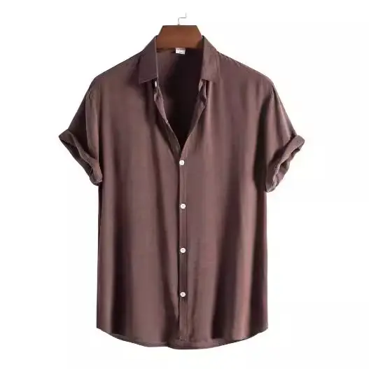 Men's Navy Blue Thin Solid Color Shirt Short Sleeve - Image 10