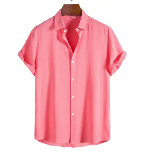 Men's Navy Blue Thin Solid Color Shirt Short Sleeve - Image 6