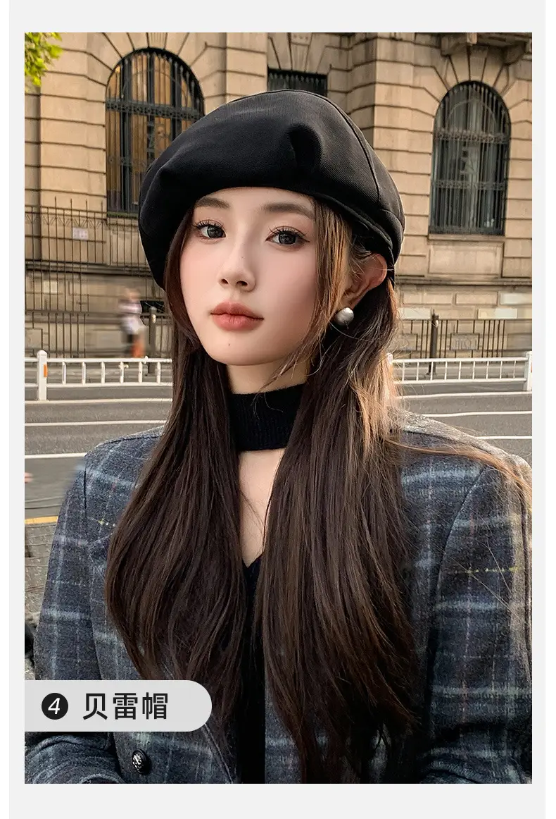Black British Style Octagonal Beret Hat for Women — feature 11