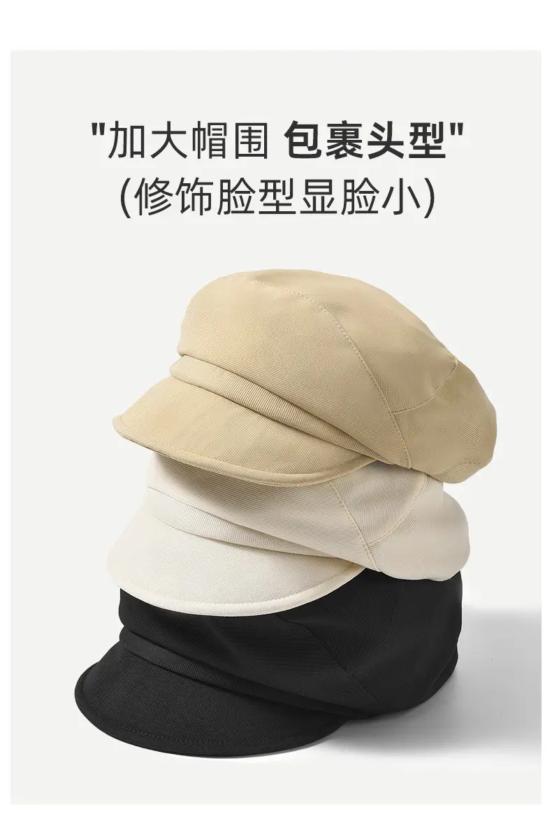 Black British Style Octagonal Beret Hat for Women — feature 14