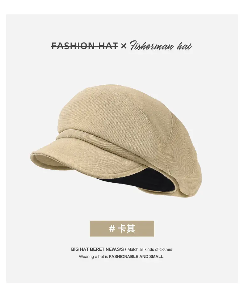 Black British Style Octagonal Beret Hat for Women — feature 24