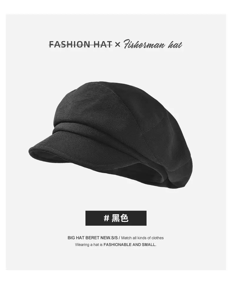 Black British Style Octagonal Beret Hat for Women — feature 25