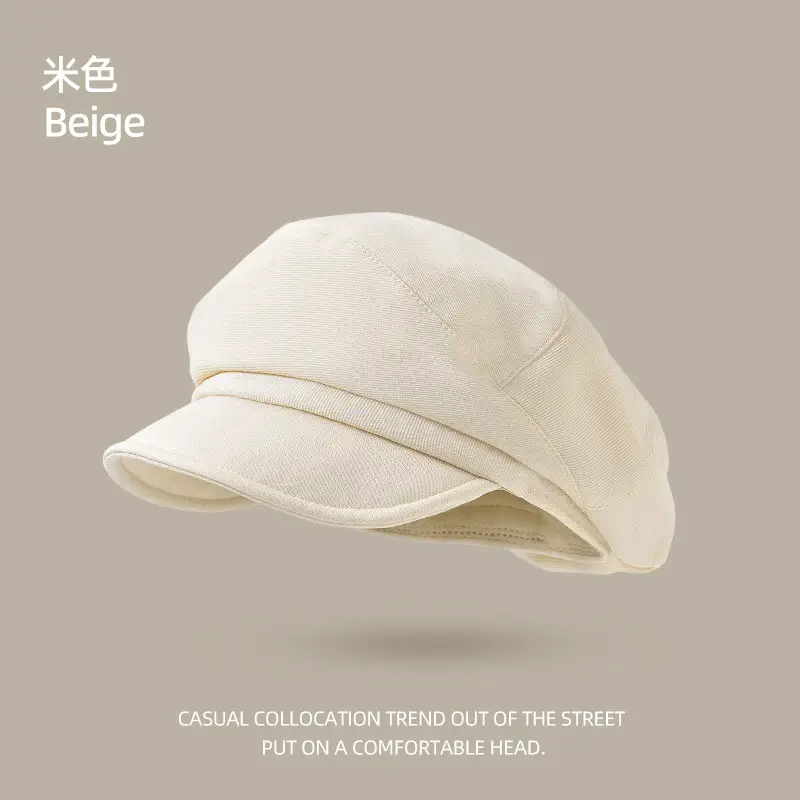 Black British Style Octagonal Beret Hat for Women - Image 2