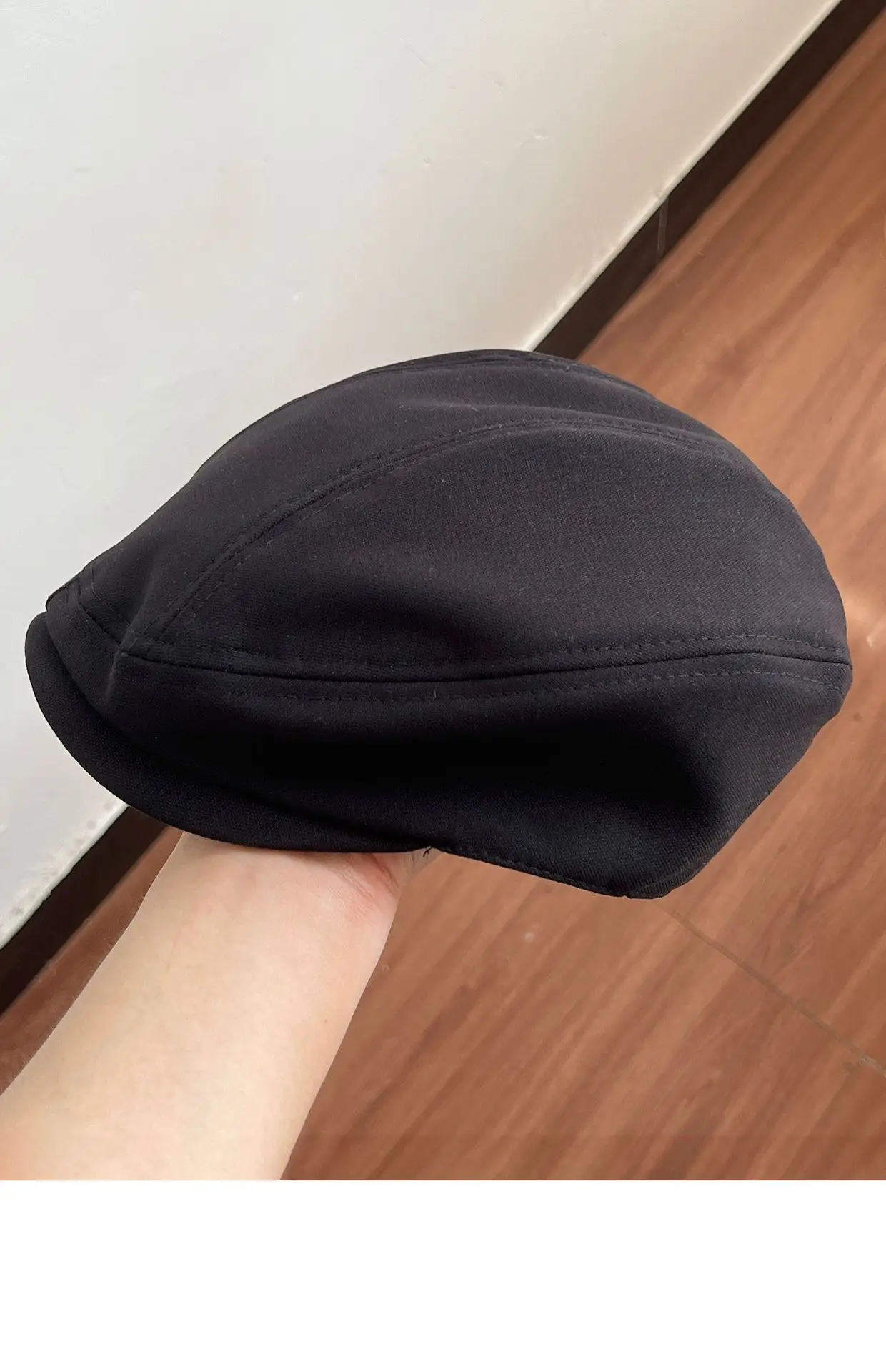 British Style Retro Newsboy Hat Black Pure Color Versatile Beret — feature 25