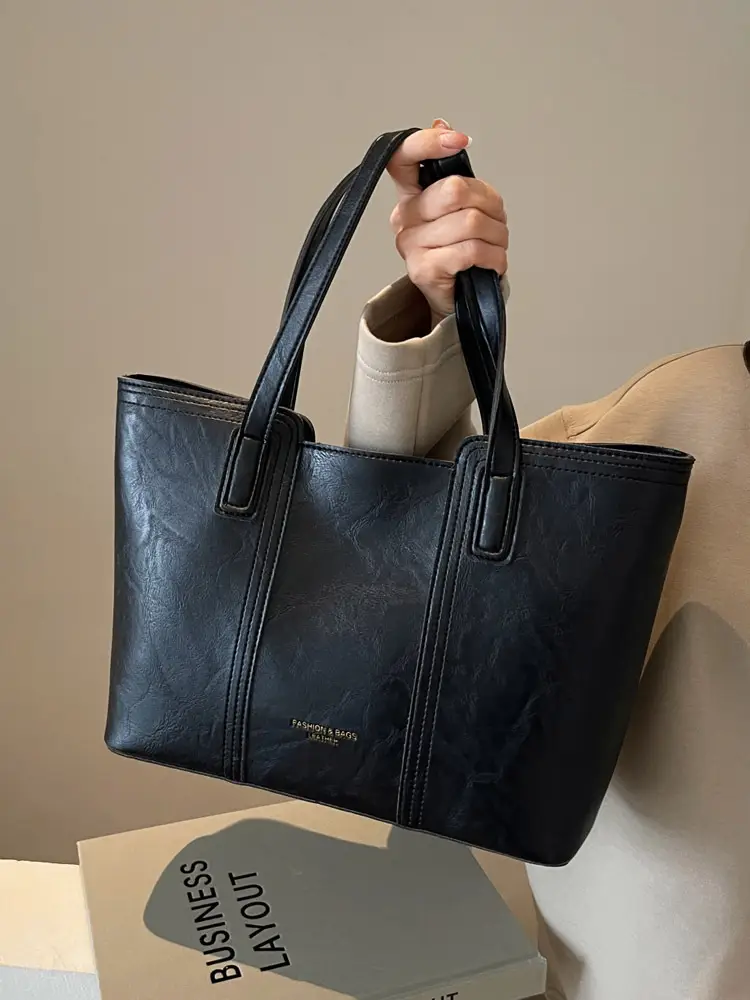 Large Capacity Women's Brown Leather Tote Bag - Image 6