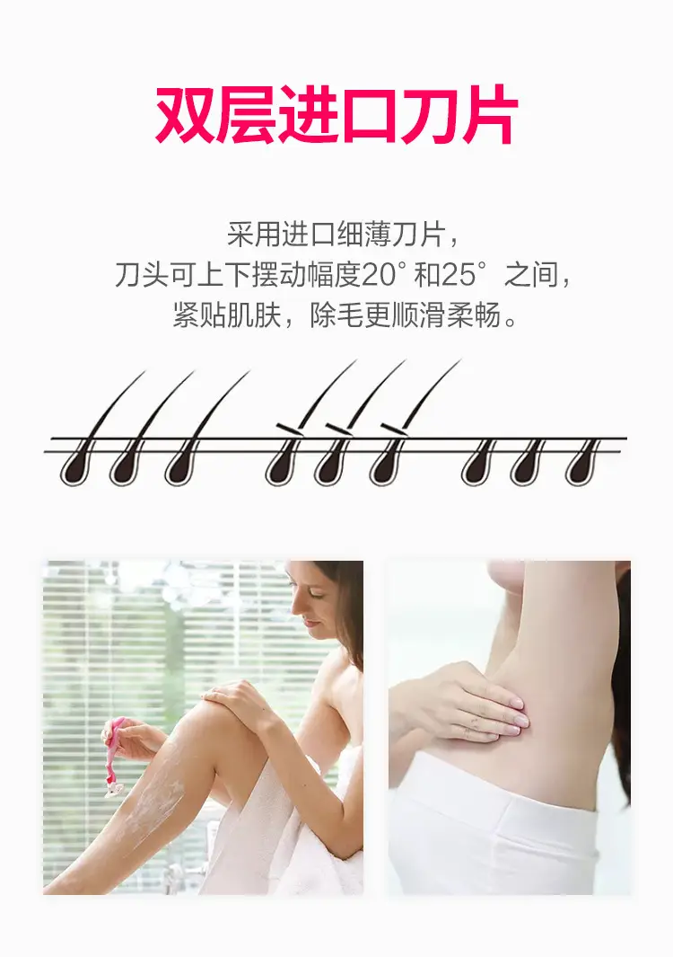 Double-Layer Blade Women's Razor 6-Pack for Shaving, Hair Removal, Armpit Hair Removal, Private Parts, Legs, New Skin Softening Set — feature 3