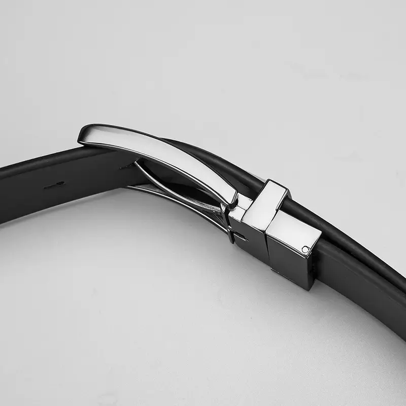 Men's Black Genuine Leather Rotatable Buckle Belt - Image 4